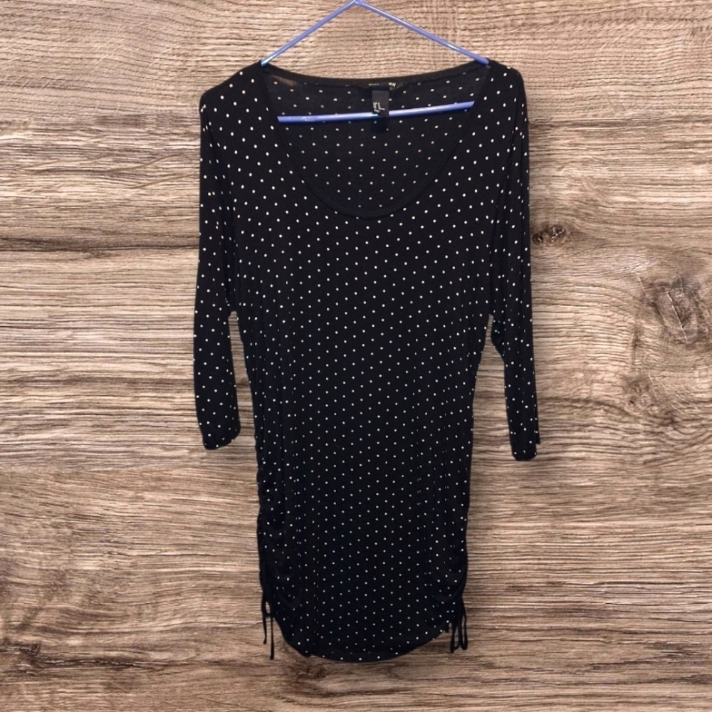 H&M Black Polka Dot Tunic Shirt Extra Large